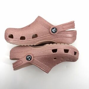 Crocs Girls Rose Gold Glitter Clogs Size 2